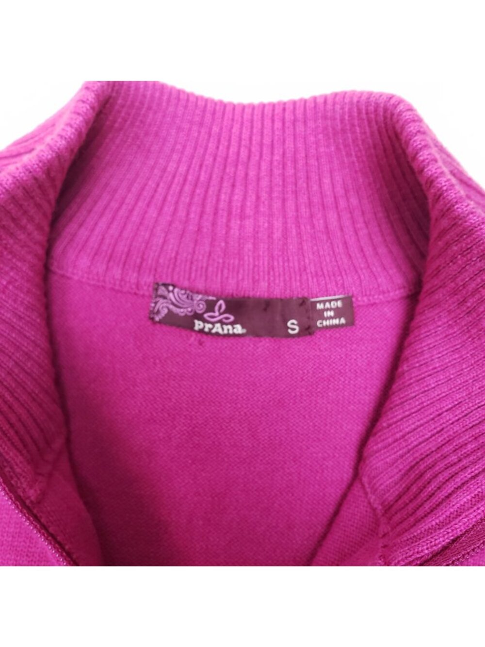 prAna Women's Rosalia Sweater 1/4 Zip Pullover Mock Neck Pink/Purple Sz S - Picture 5 of 5